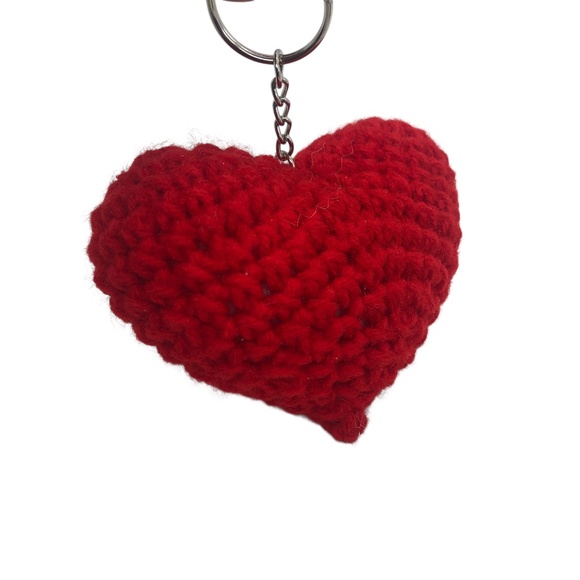 Crochet Heart Bag Charm ❤️ Love On The Go Red Heart Keychain Bag Accesso… - Picture 6 of 17